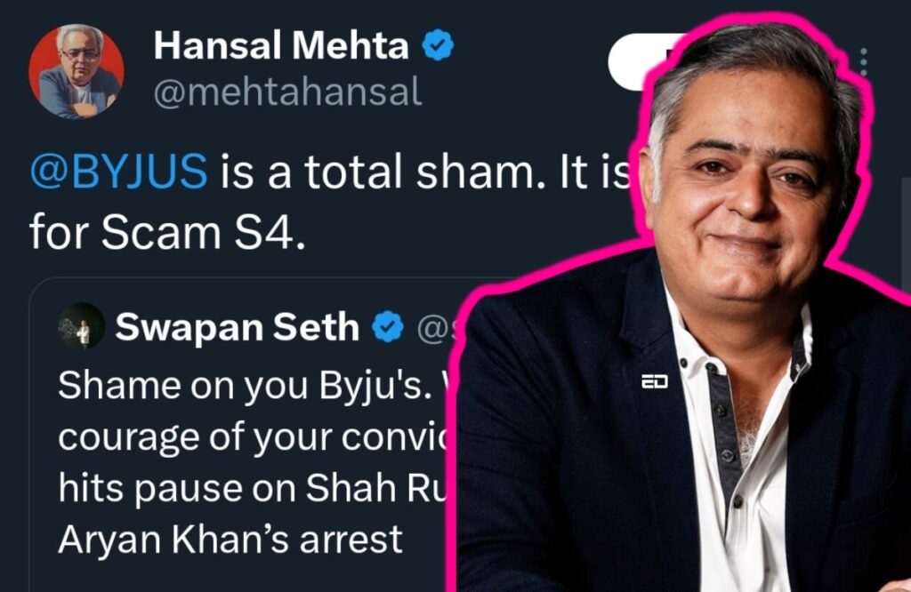 Hansal Mehta Makes A Huge Statement Amidst Byju's Crisis